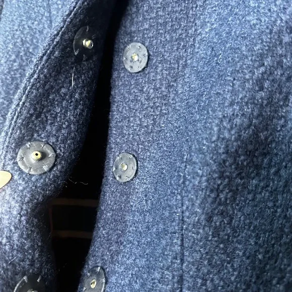 Boden Blue Wool Blend Bouclé Jacket WE300 Peter Pan Collar Navy Womens 4R - Picture 8 of 11